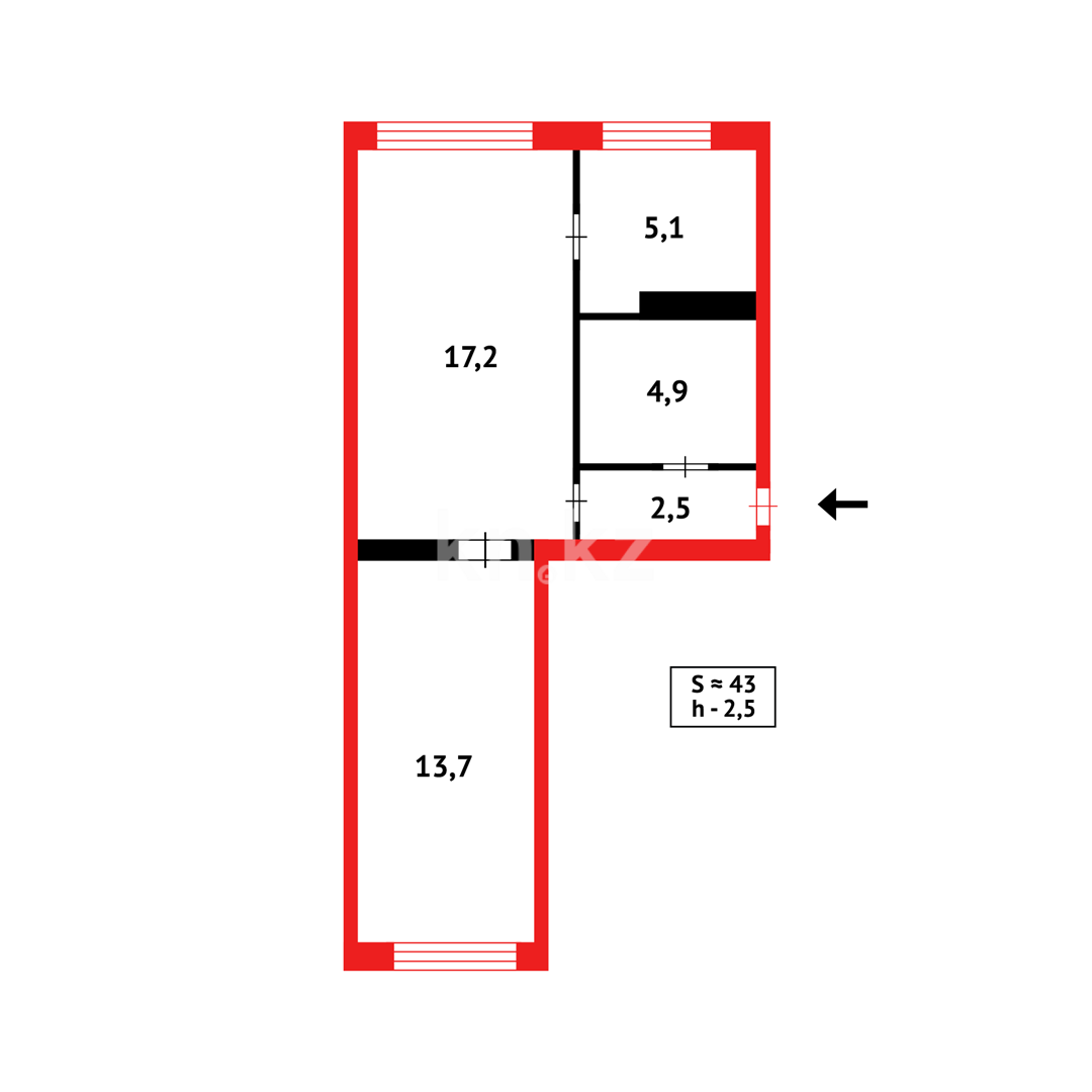 Продажа 2-комнатной квартиры, 44 м² в Караганде - фото 9