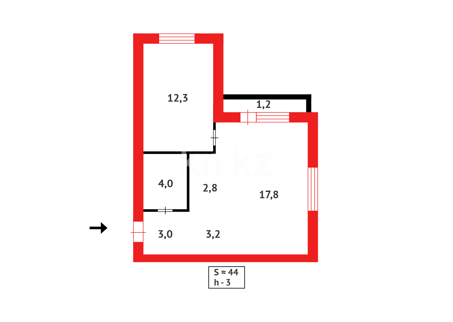 Продажа 2-комнатной квартиры, 44 м², ул. Прогресса, дом  1е в Караганде - фото 13