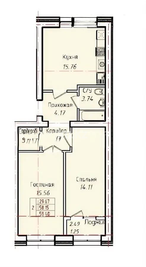 Продажа 2-комнатной квартиры, 59.4 м² в Астане - фото 2
