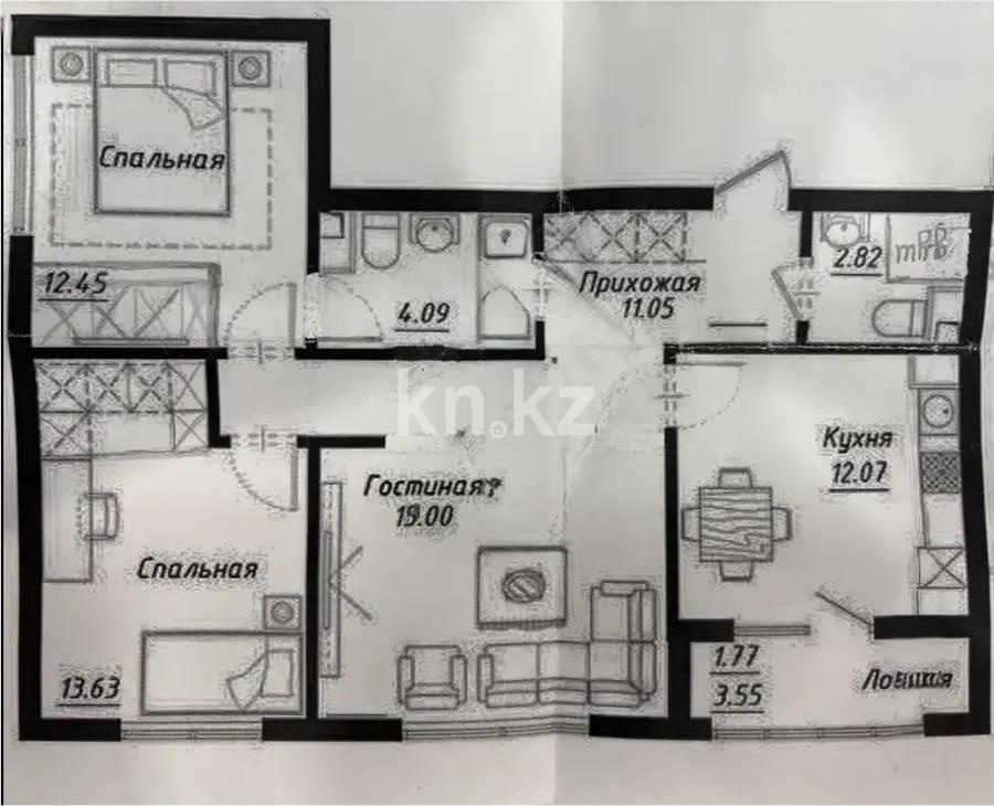 Продажа 3-комнатной квартиры, 76 м², ул. Байтурсынова, дом  16 стр в Астане