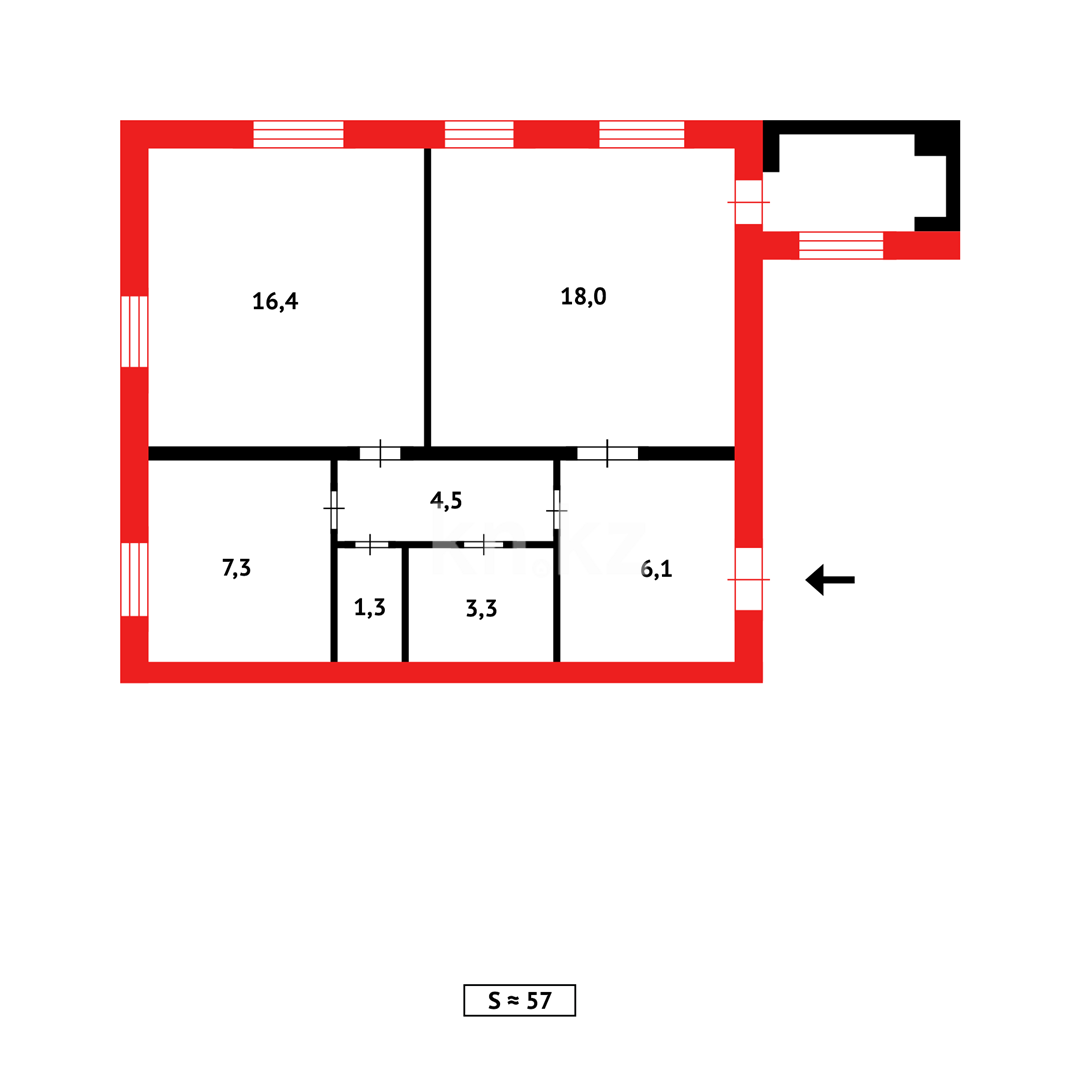 Продажа 2-комнатной квартиры, 57 м², ул. Узловая в Караганде - фото 11