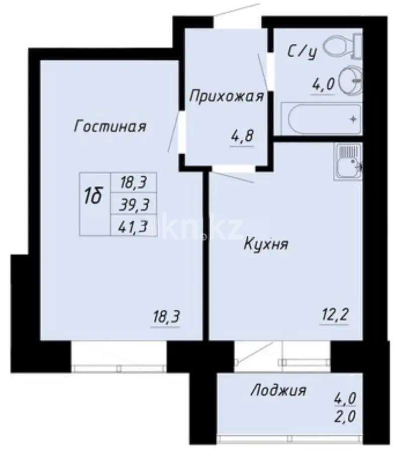 Продажа 1-комнатной квартиры, 41.3 м² в Астане
