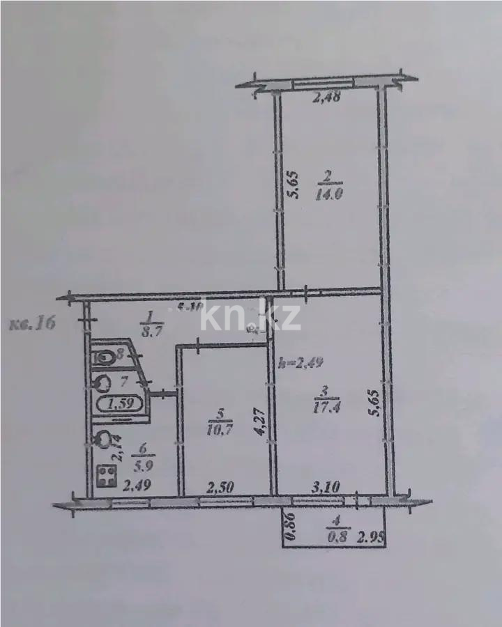 Продажа 3-комнатной квартиры, 60.3 м², мкр-н Аксай-2, дом  11 в Алматы