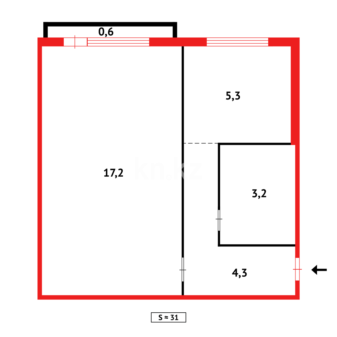 Продажа 1-комнатной квартиры, 30 м², ул. Гапеева, дом  11 в Караганде - фото 8