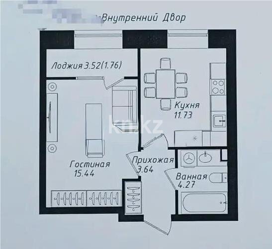 Продажа 1-комнатной квартиры, 36.84 м² в Астане