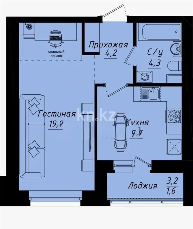 Продажа 1-комнатной квартиры, 39 м² в Астане