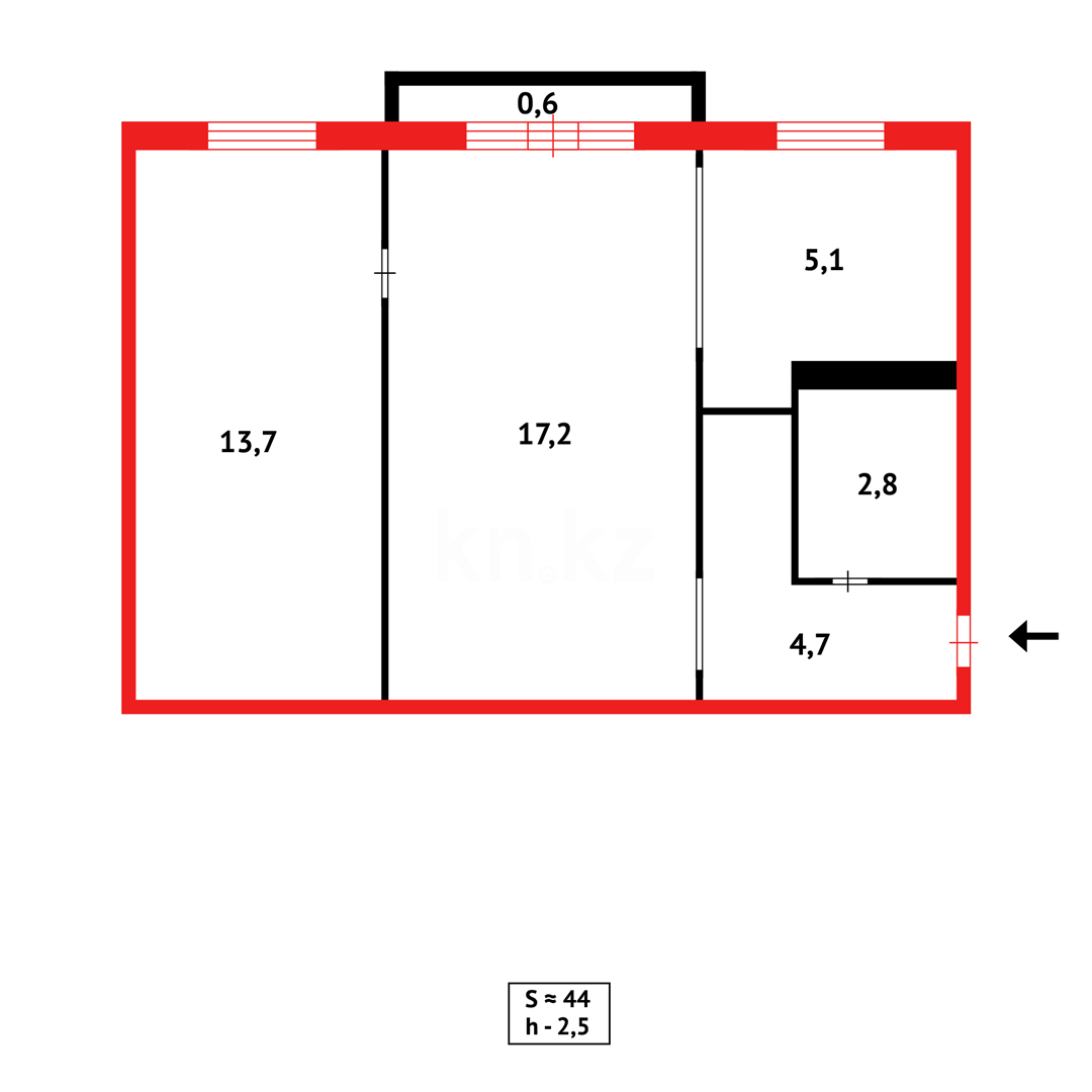 Продажа 2-комнатной квартиры, 45 м², ул. Ерубаева в Караганде - фото 8