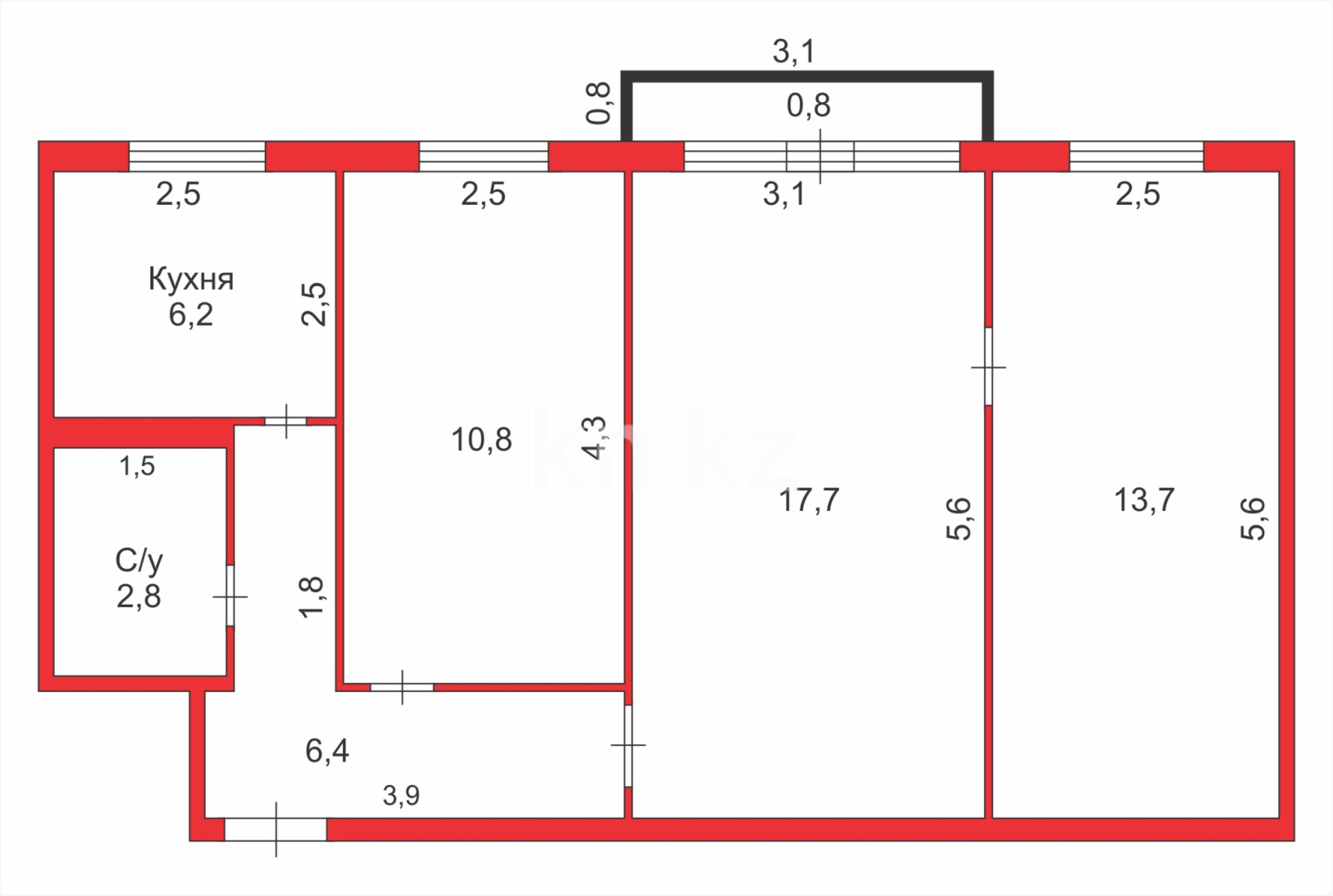 Продажа 3-комнатной квартиры, 58 м² в Караганде - фото 11