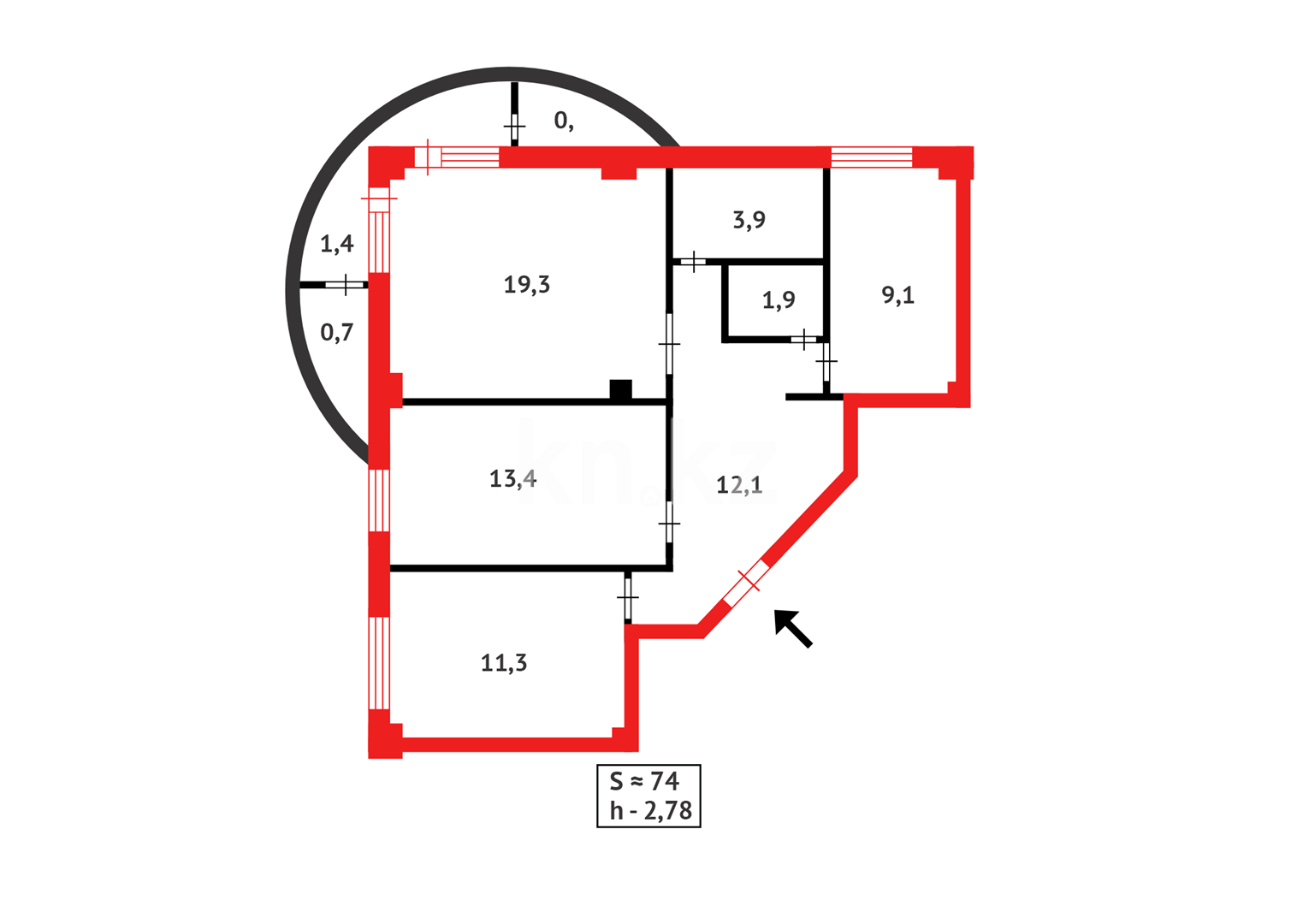 Продажа 3-комнатной квартиры, 73.8 м² в Астане - фото 13