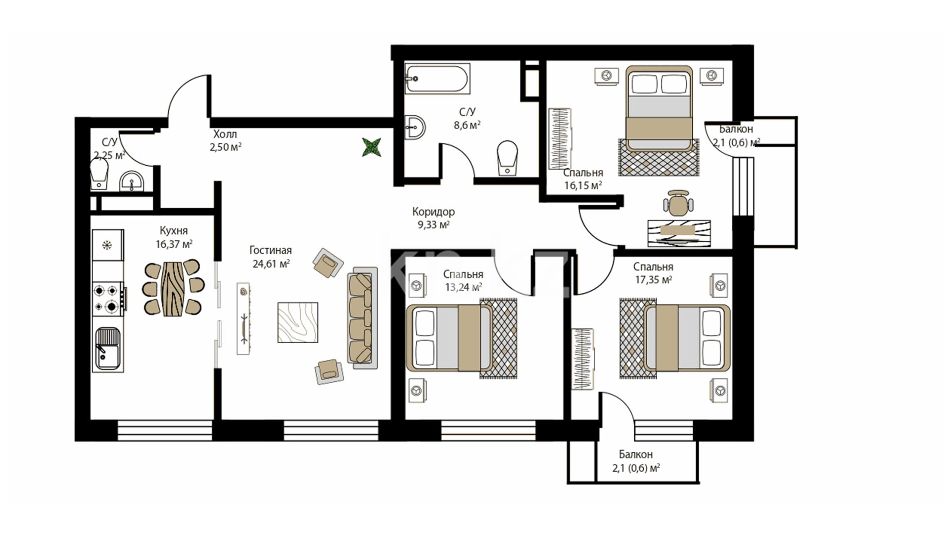 ЖК Noble House, 4-комнатная, цена 94 860 000 ₸, 850 000 ₸&nbsp;/&nbsp;м²