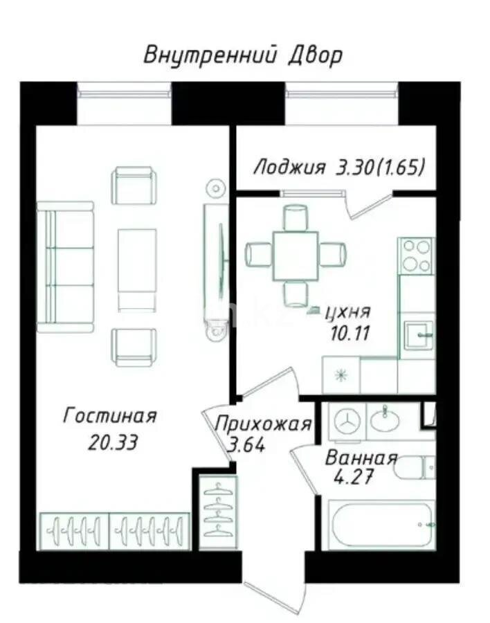 Продажа 1-комнатной квартиры, 40 м² в Астане