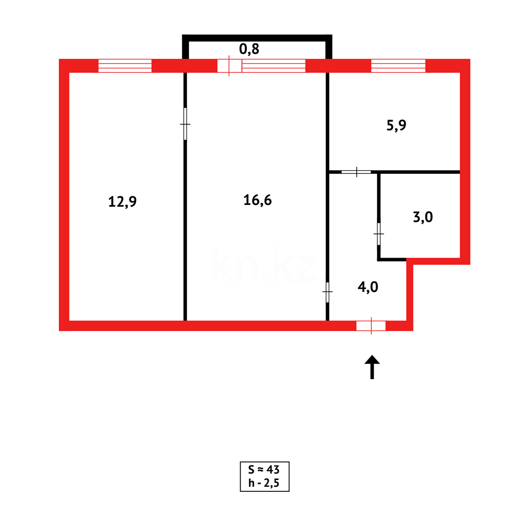 Продажа 2-комнатной квартиры, 43 м², ул. Чернышевского в Темиртау - фото 10