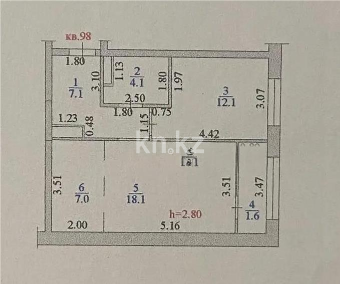 Продажа 2-комнатной квартиры, 50 м² в Алматы