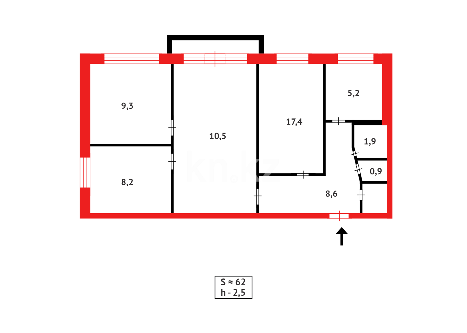Продажа 4-комнатной квартиры, 62 м² в Темиртау - фото 16