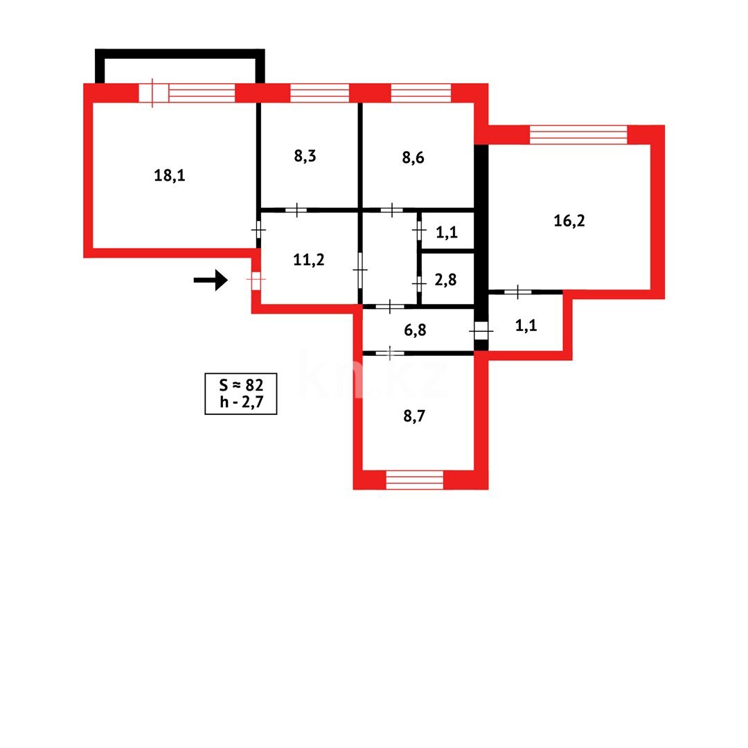 Продажа 4-комнатной квартиры, 82 м² в Караганде - фото 17