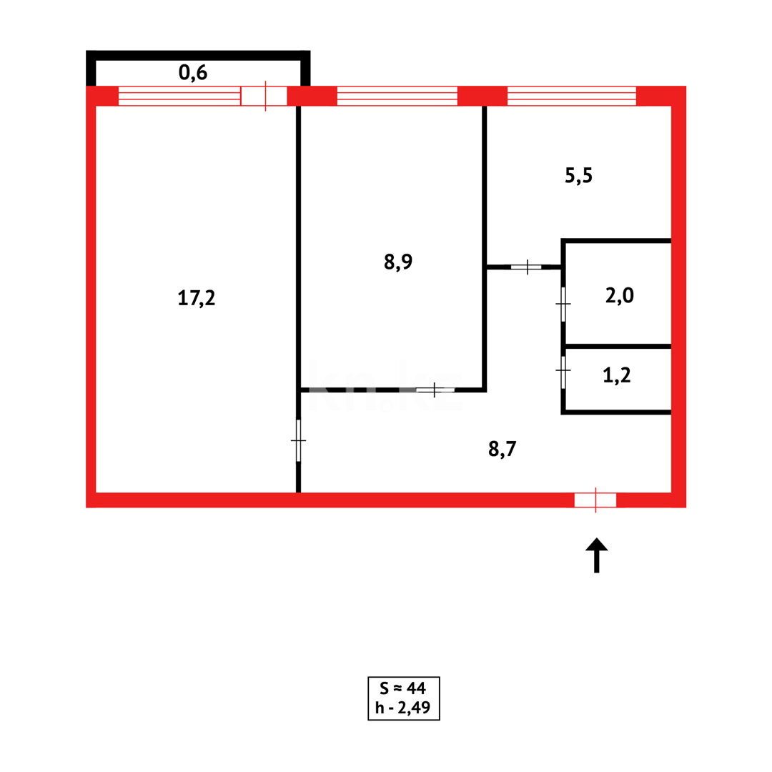 Продажа 2-комнатной квартиры, 44 м², ул. Ермекова в Караганде - фото 6