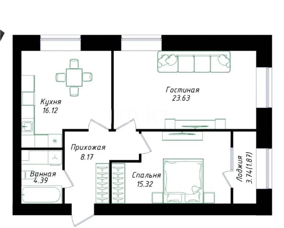 Продажа 2-комнатной квартиры, 70 м² в Астане
