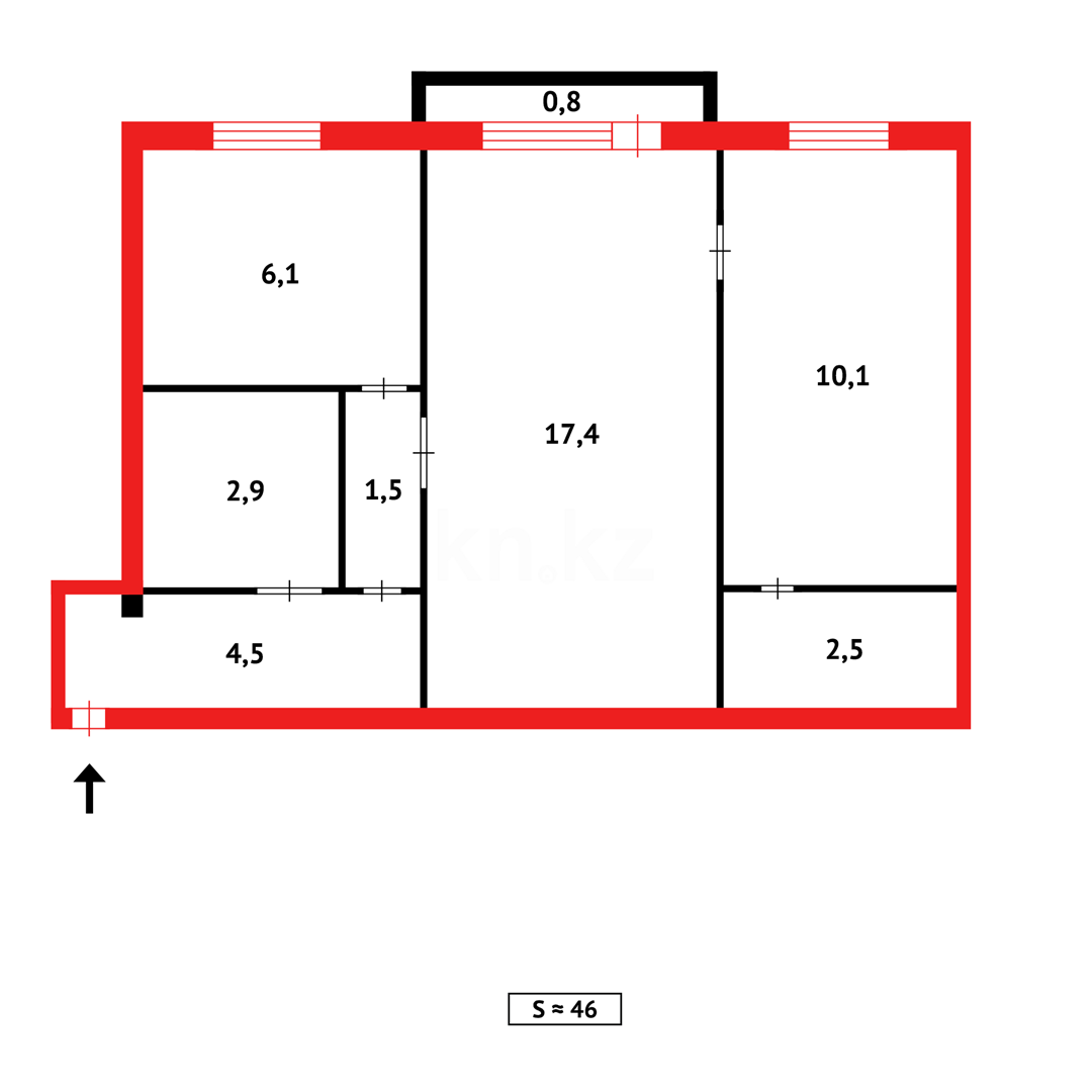 Продажа 2-комнатной квартиры, 45 м² в Темиртау - фото 13