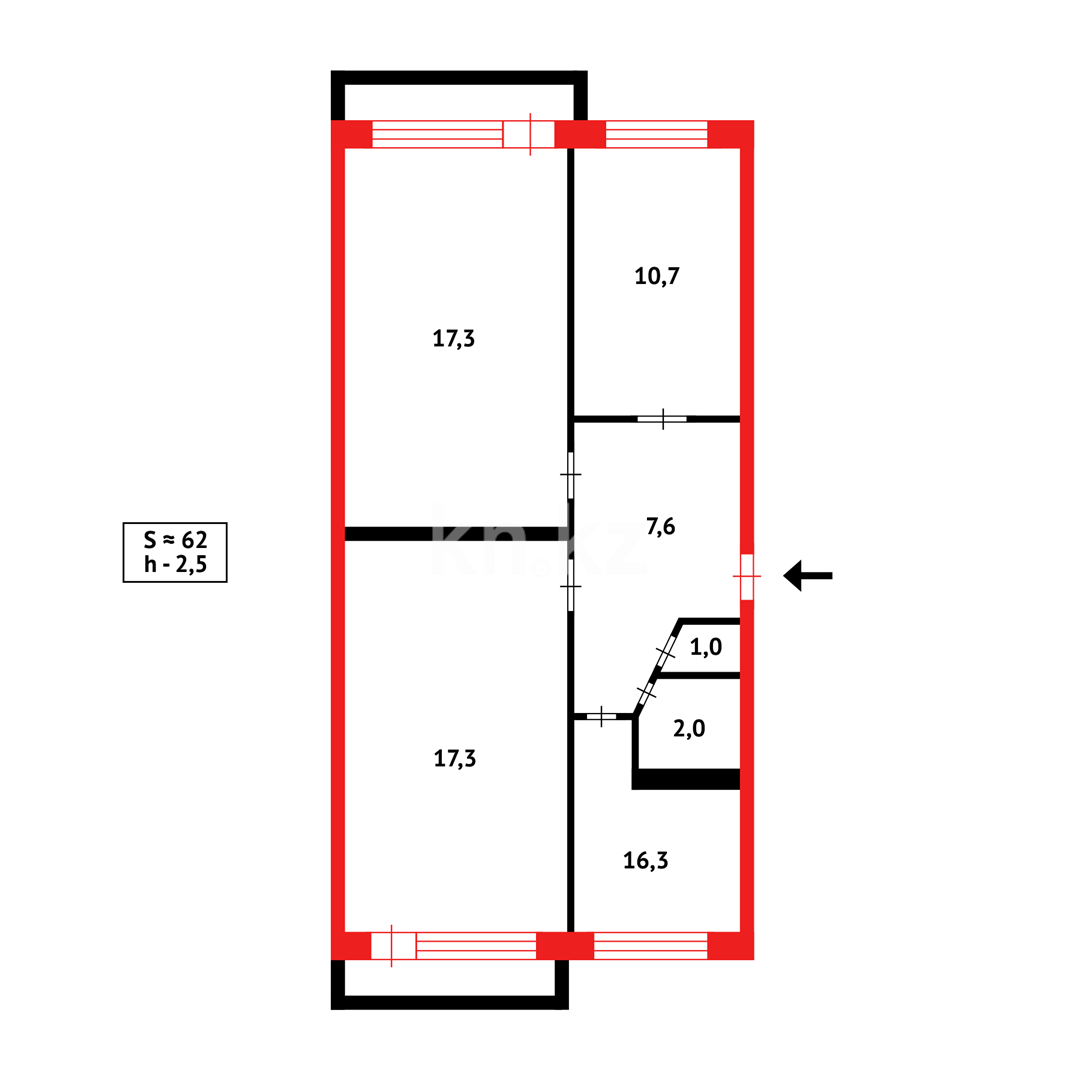 Продажа 3-комнатной квартиры, 62 м², 17-й мкр. в Караганде - фото 15