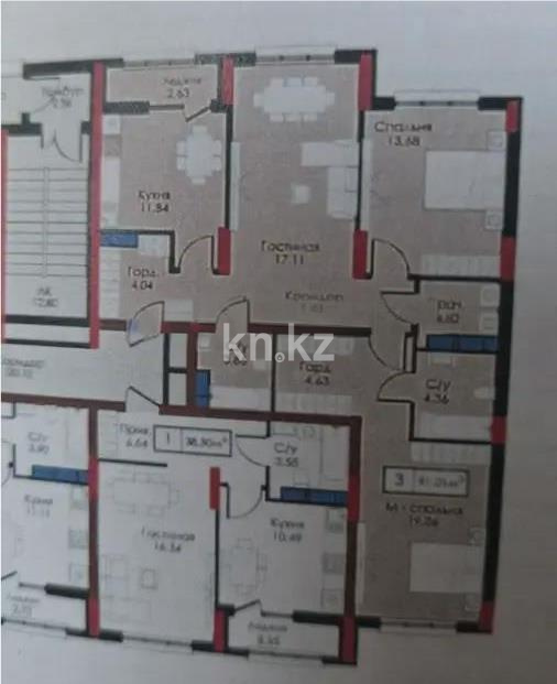 Продажа 3-комнатной квартиры, 91.01 м² в Астане