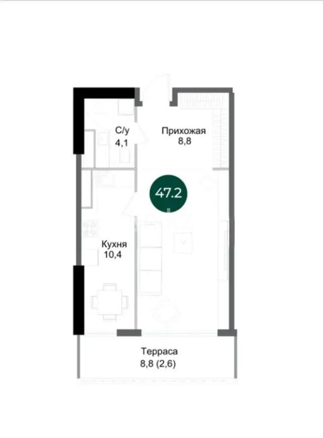 Продажа 2-комнатной квартиры, 47.2 м² в Алматы