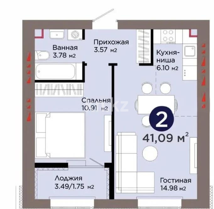Продажа 2-комнатной квартиры, 41 м² в Астане