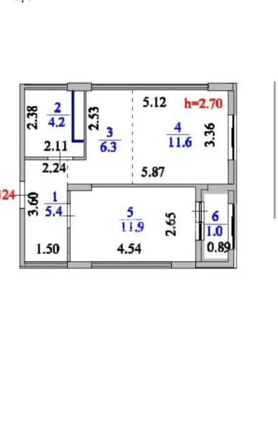 Продажа 2-комнатной квартиры, 40.4 м² в Астане