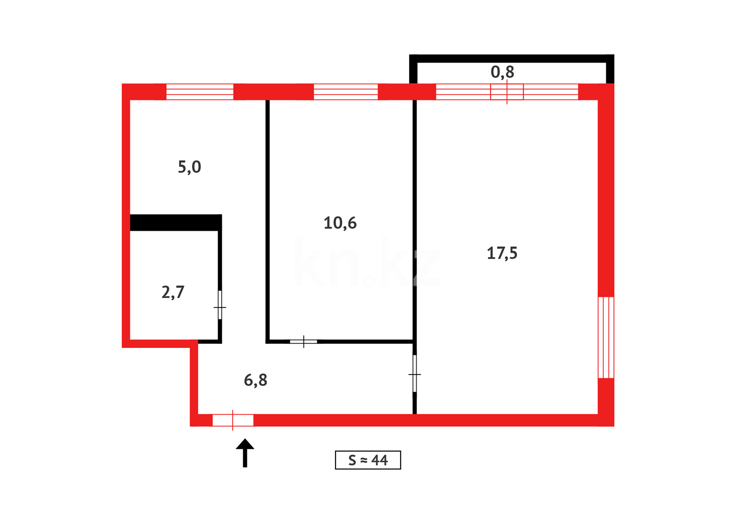 Продажа 2-комнатной квартиры, 44 м² в Караганде - фото 25