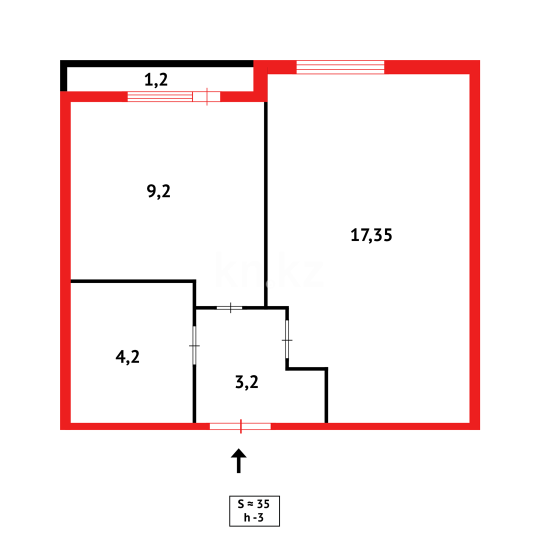 Продажа 1-комнатной квартиры, 36 м² в Астане