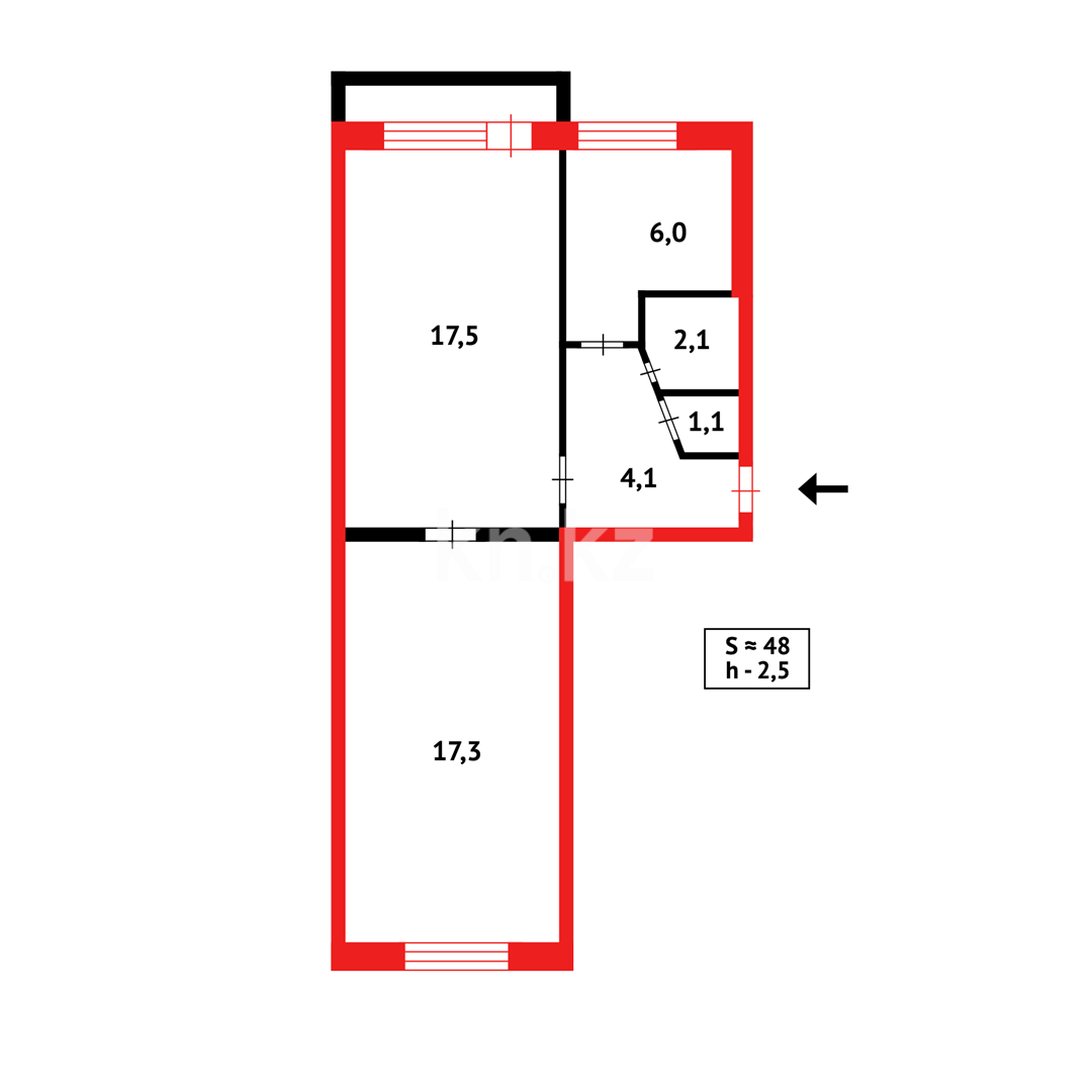 Продажа 2-комнатной квартиры, 48 м² в Караганде - фото 15