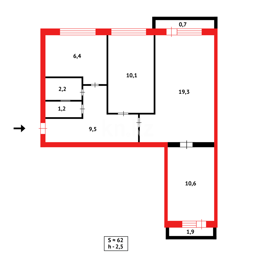 Продажа 3-комнатной квартиры, 59 м², мкр-н 6 в Караганде - фото 18