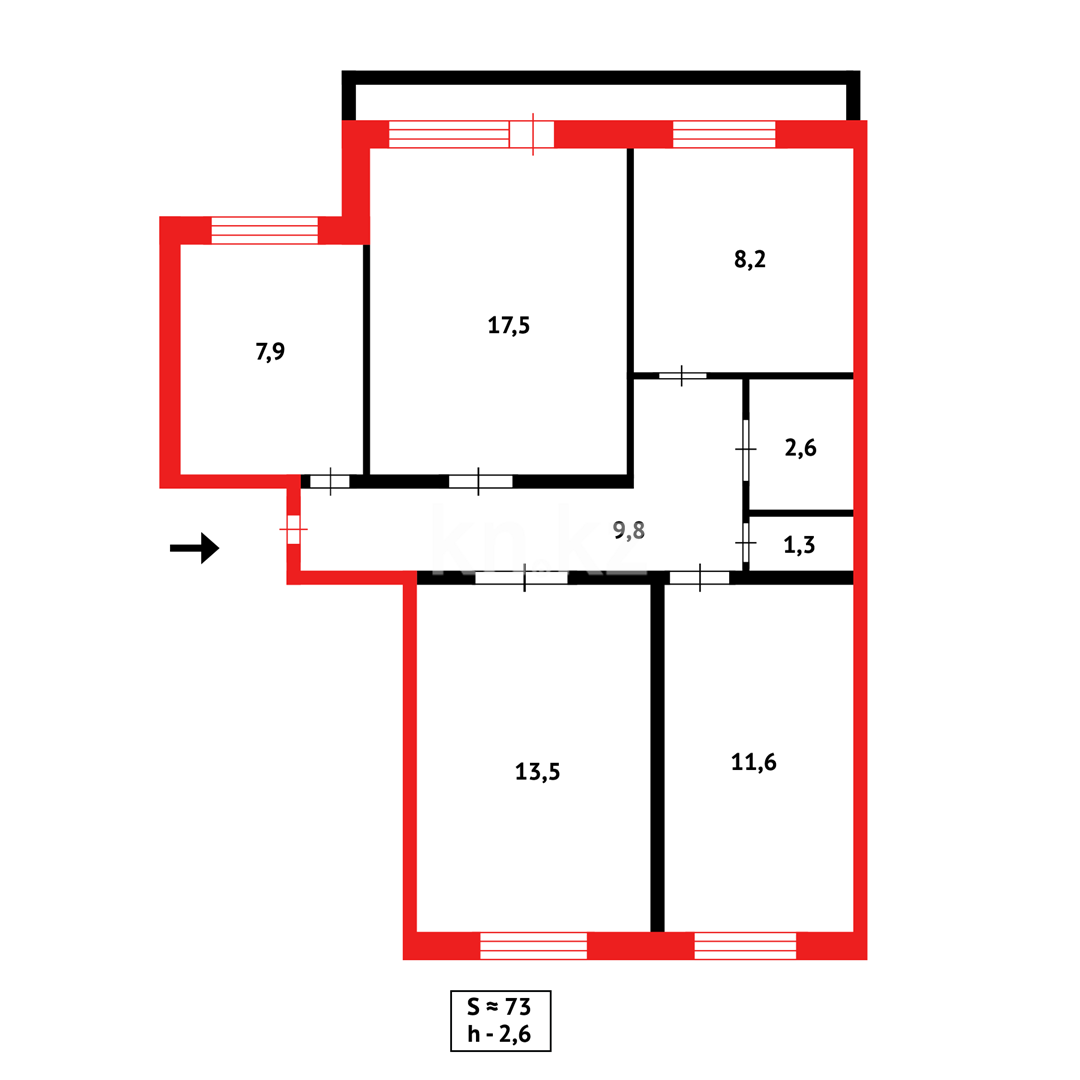 Продажа 4-комнатной квартиры, 75 м², пр. Республики, дом  18 в Караганде - фото 24