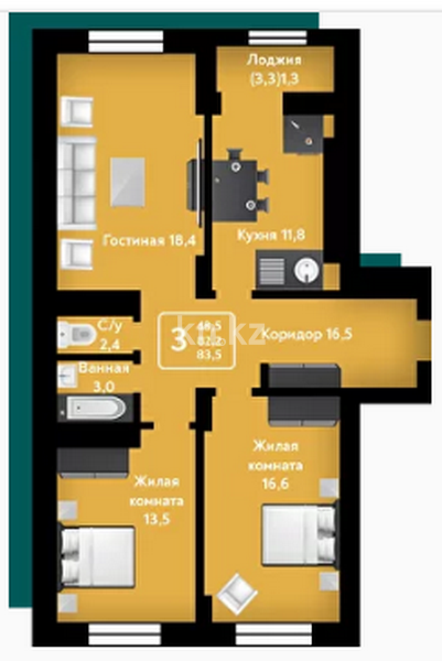 Продажа 3-комнатной квартиры, 87 м², пр. Республики, дом  23/2 в Караганде - фото 2