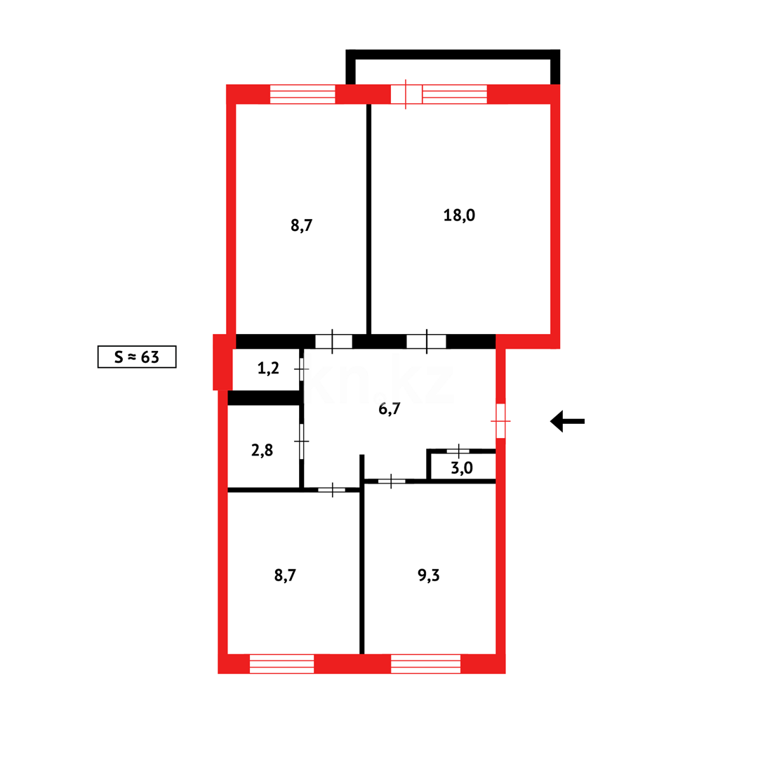 Продажа 3-комнатной квартиры, 64 м² в Темиртау - фото 13