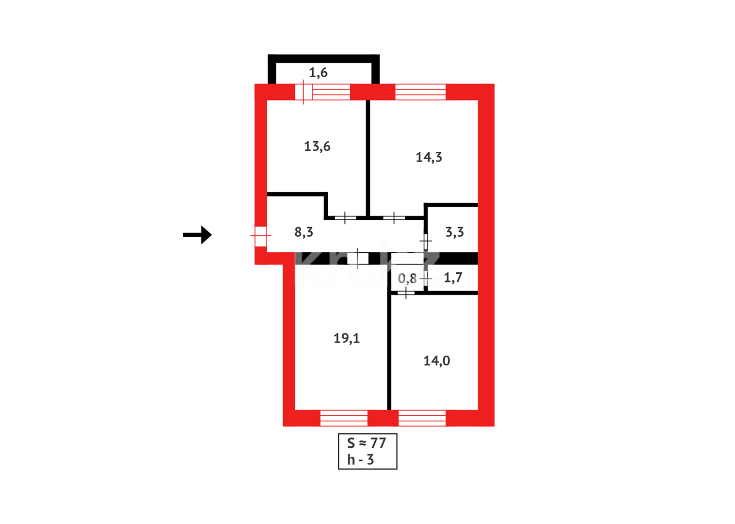 Продажа 3-комнатной квартиры, 76 м² в Караганде - фото 11