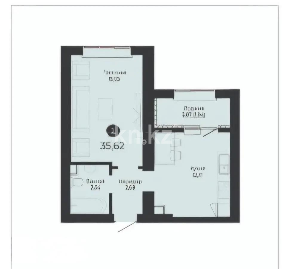 Продажа 1-комнатной квартиры, 35.62 м² в Астане