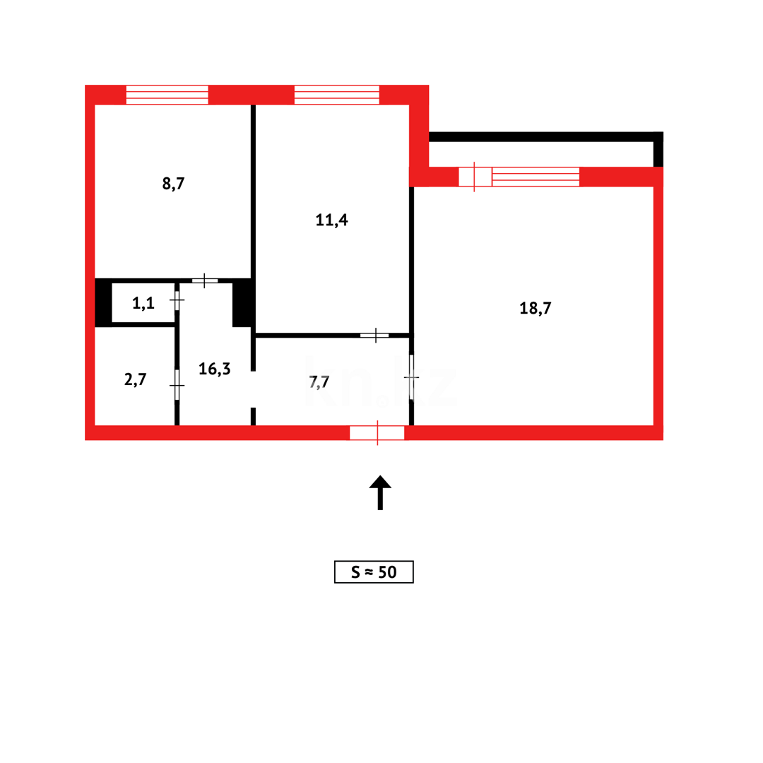 Продажа 2-комнатной квартиры, 52 м², мкр-н Орбита-1 в Караганде - фото 13