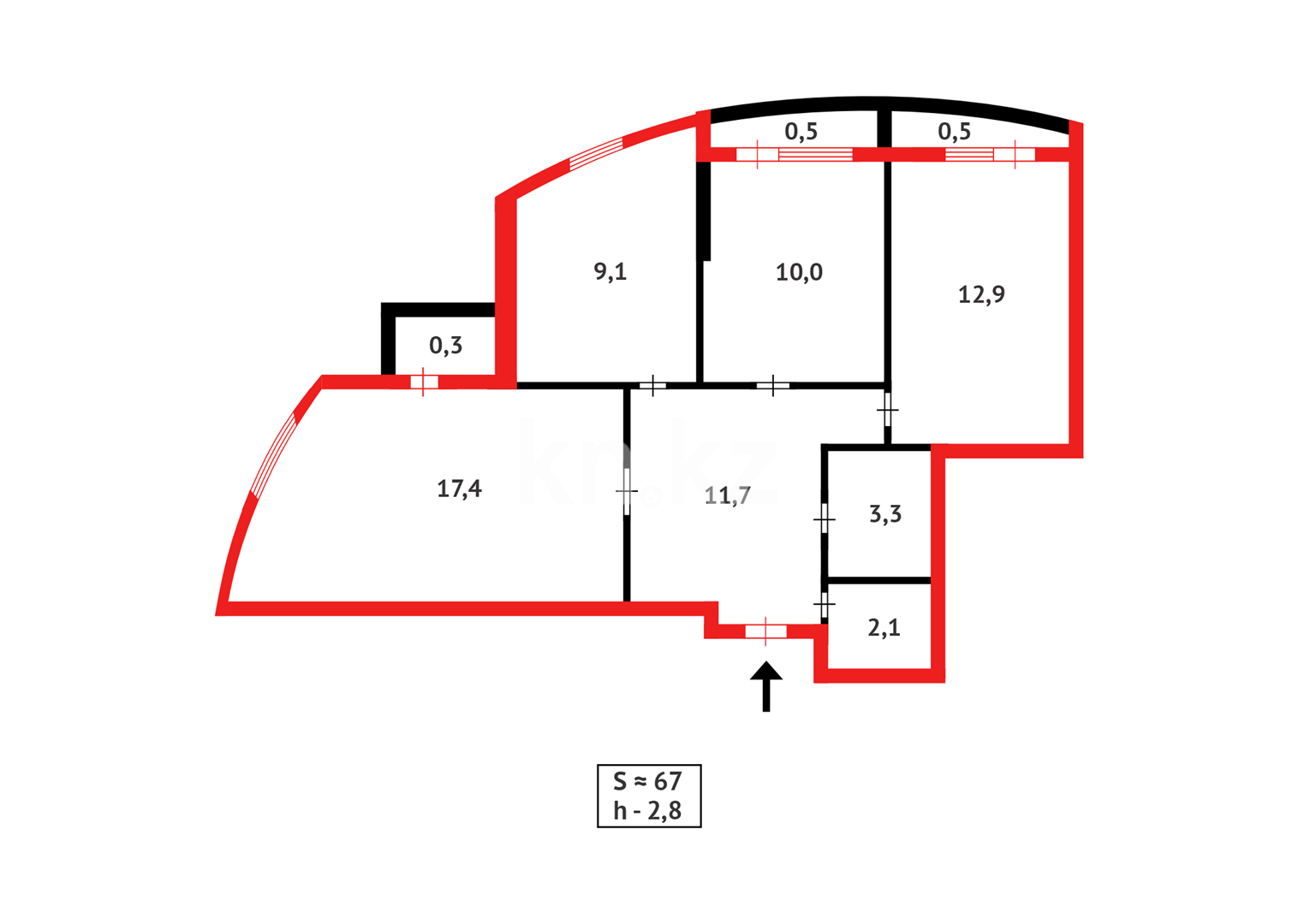 Продажа 3-комнатной квартиры, 66.5 м² в Астане - фото 16