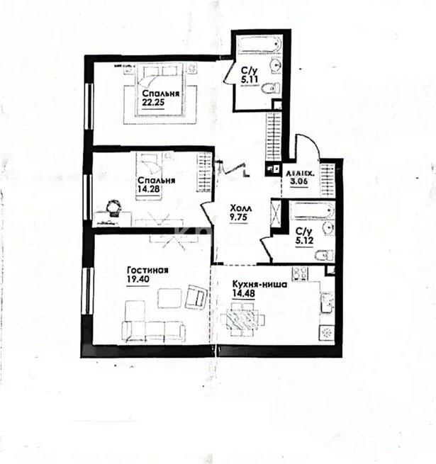 Продажа 3-комнатной квартиры, 94 м², ул. Симферопольская, дом  1/2 в Алматы