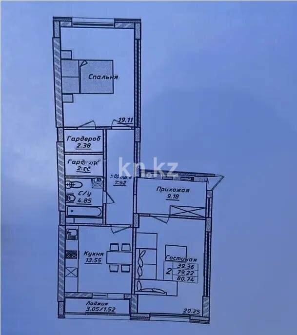 Продажа 2-комнатной квартиры, 86 м² в Астане