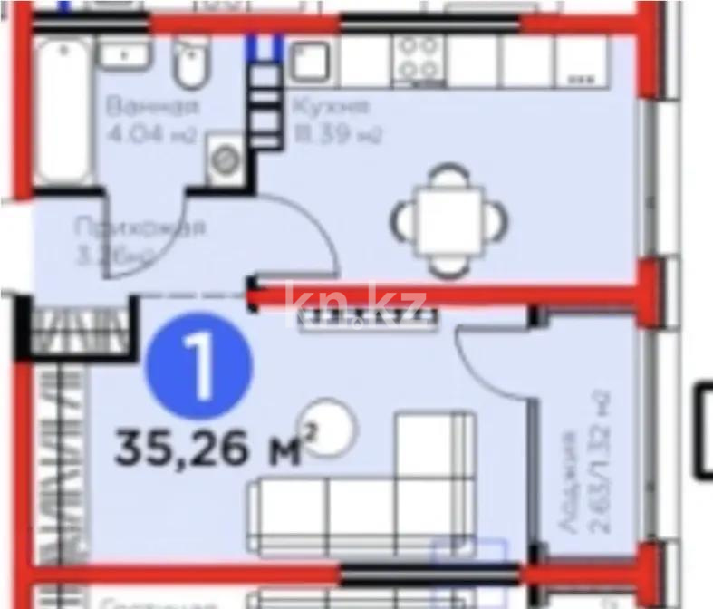 Продажа 1-комнатной квартиры, 35.26 м² в Алматы