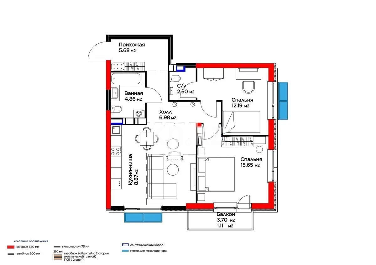 Продажа 3-комнатной квартиры, 70.77 м², ул. Момышулы, дом  5/4 в Алматы