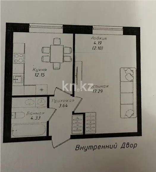 Продажа 1-комнатной квартиры, 39.51 м² в Астане