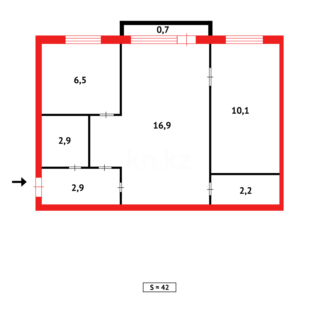 Продажа 2-комнатной квартиры, 42 м², ул. Сатпаева в Караганде - фото 7
