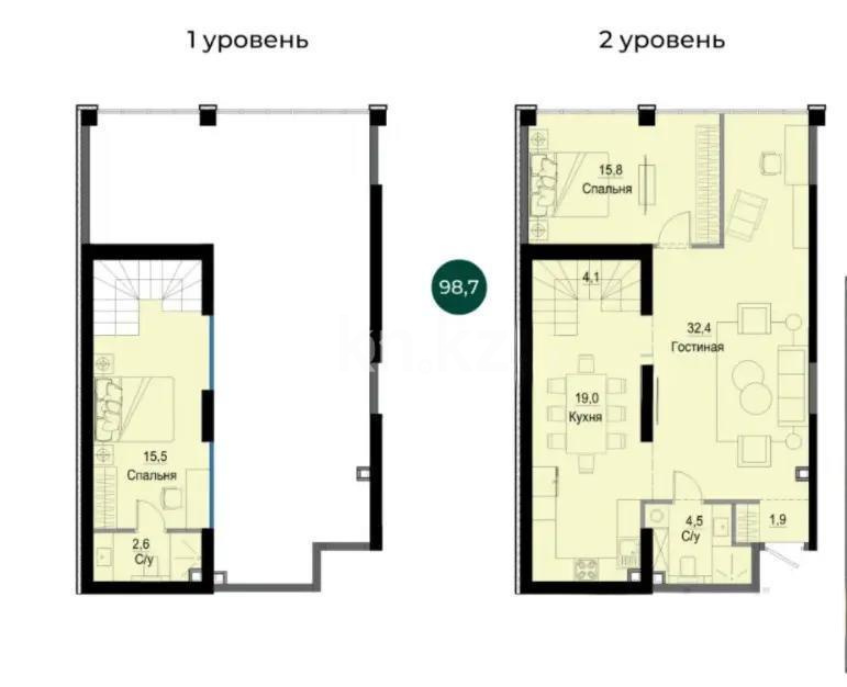 Продажа 3-комнатной квартиры, 98.5 м² в Алматы - фото 2