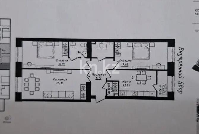 Продажа 3-комнатной квартиры, 95 м² в Астане