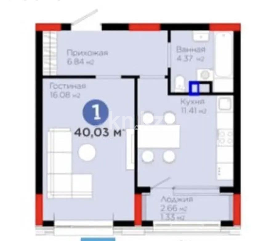 Продажа 1-комнатной квартиры, 40.03 м² в Астане - фото 3