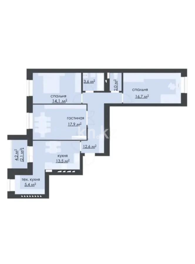 Продажа 3-комнатной квартиры, 90 м², мкр. Степной-2, дом  участок 2/6 в Караганде