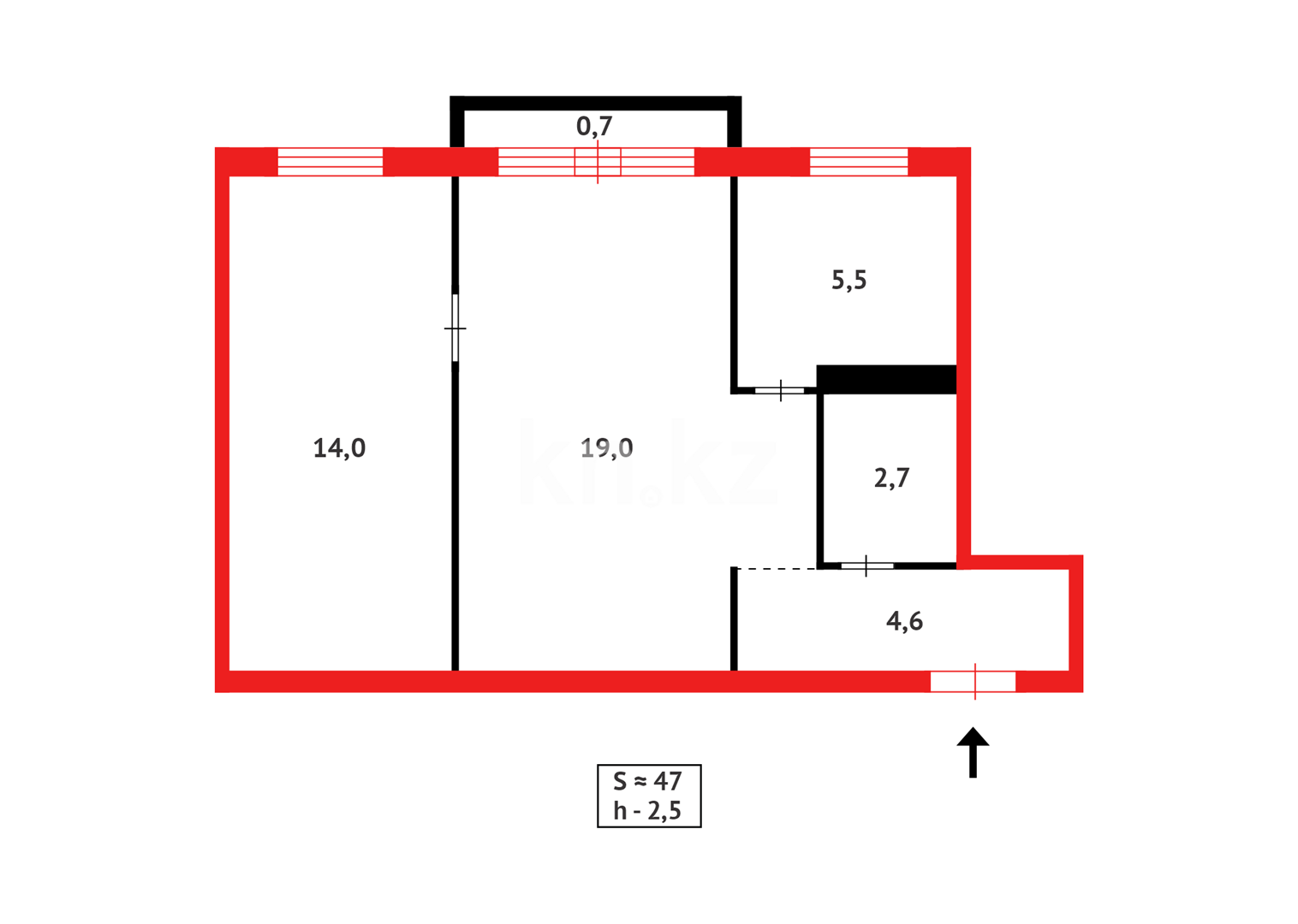 Продажа 2-комнатной квартиры, 46 м² в Караганде - фото 16