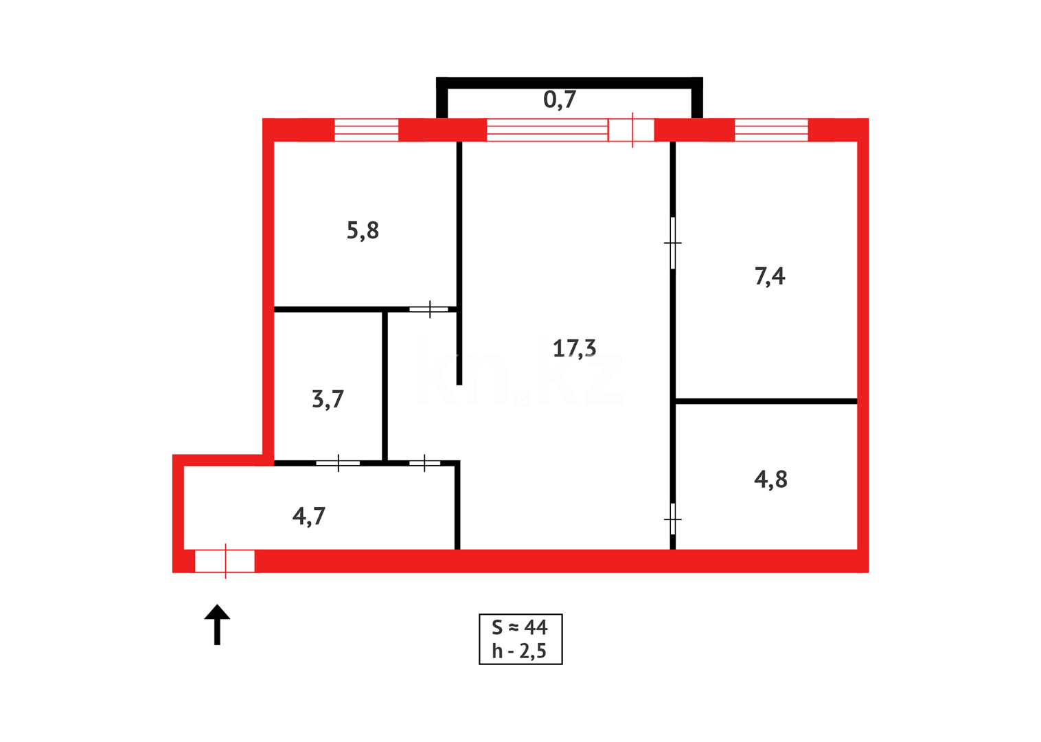 Продажа 2-комнатной квартиры, 44 м² в Караганде - фото 16